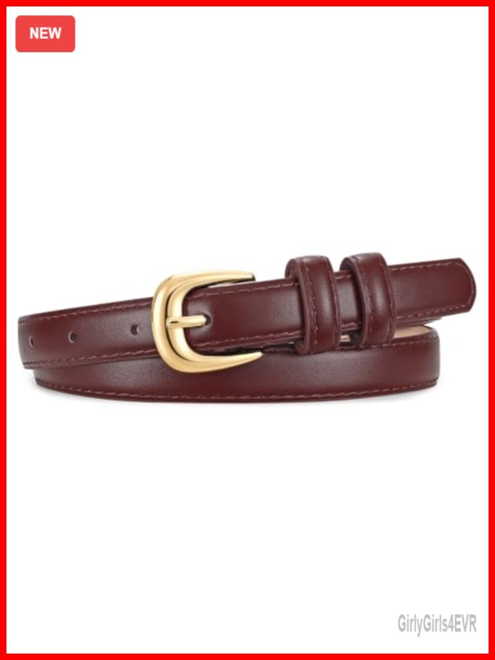 Skinny PU Leather Women's Belt with Pin Buckle, Thin Waist Belt for Jeans and